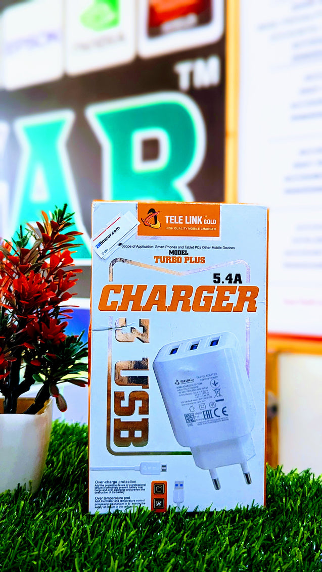 1037|Tere Link Turbo Plus Fast Charger wIth 3usb pots