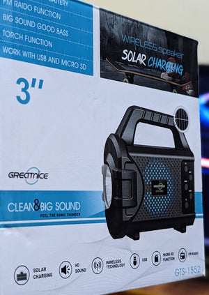 62|GTS-1552 kts gts 3 inch portable wireless solar powered speakers outdoor usb tws amplified speaker mp3 music player